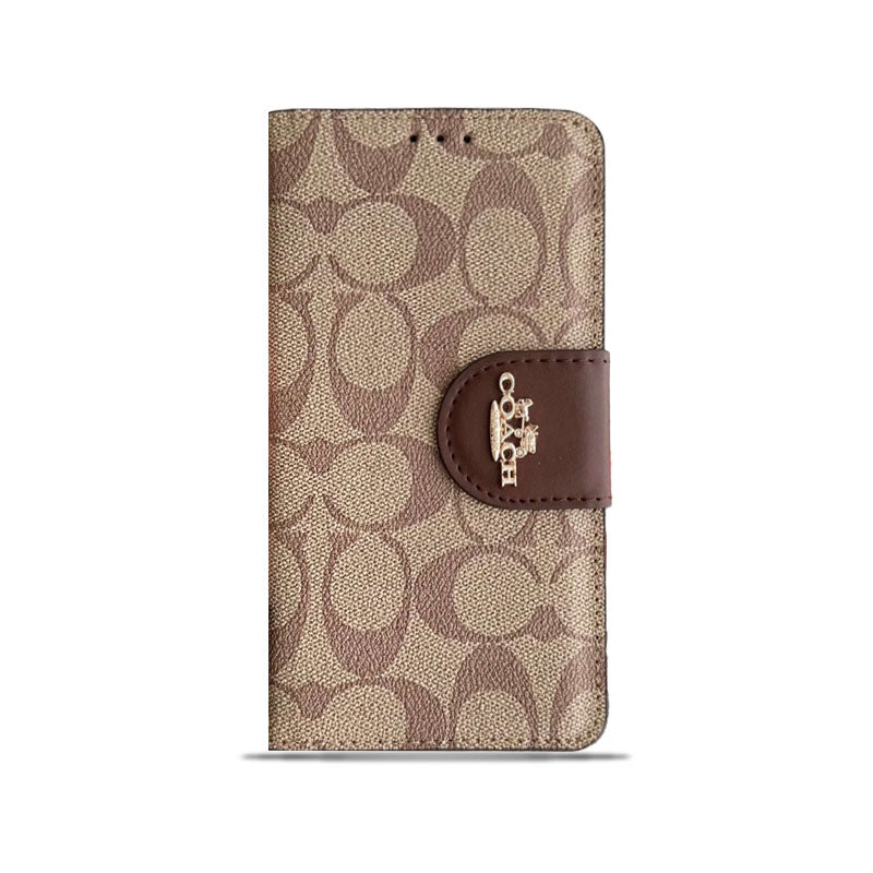 Coach iPhone Case Leather Flip Case with Card Holder Brown-PTK241622 mysite