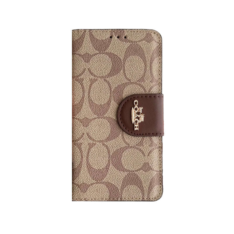 Coach iPhone Case Leather Flip Case with Card Holder Brown-PTK241622 mysite