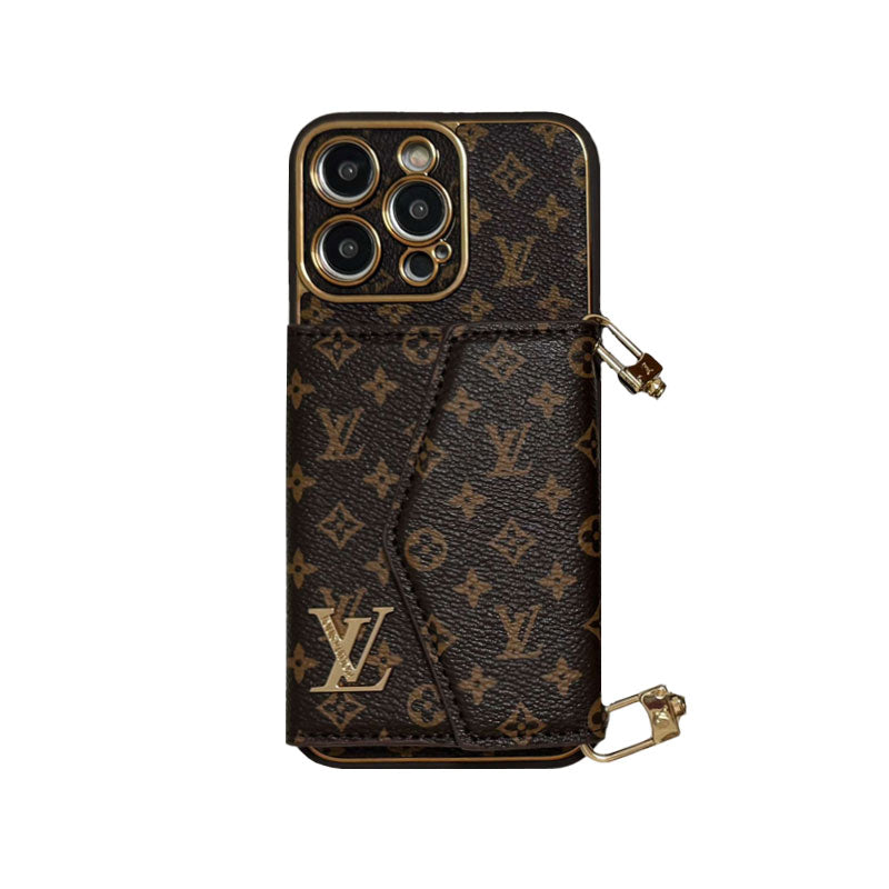 Monogram iPhone Case With Wallet And Strap Brown Small Printing-XFQ240329 mysite