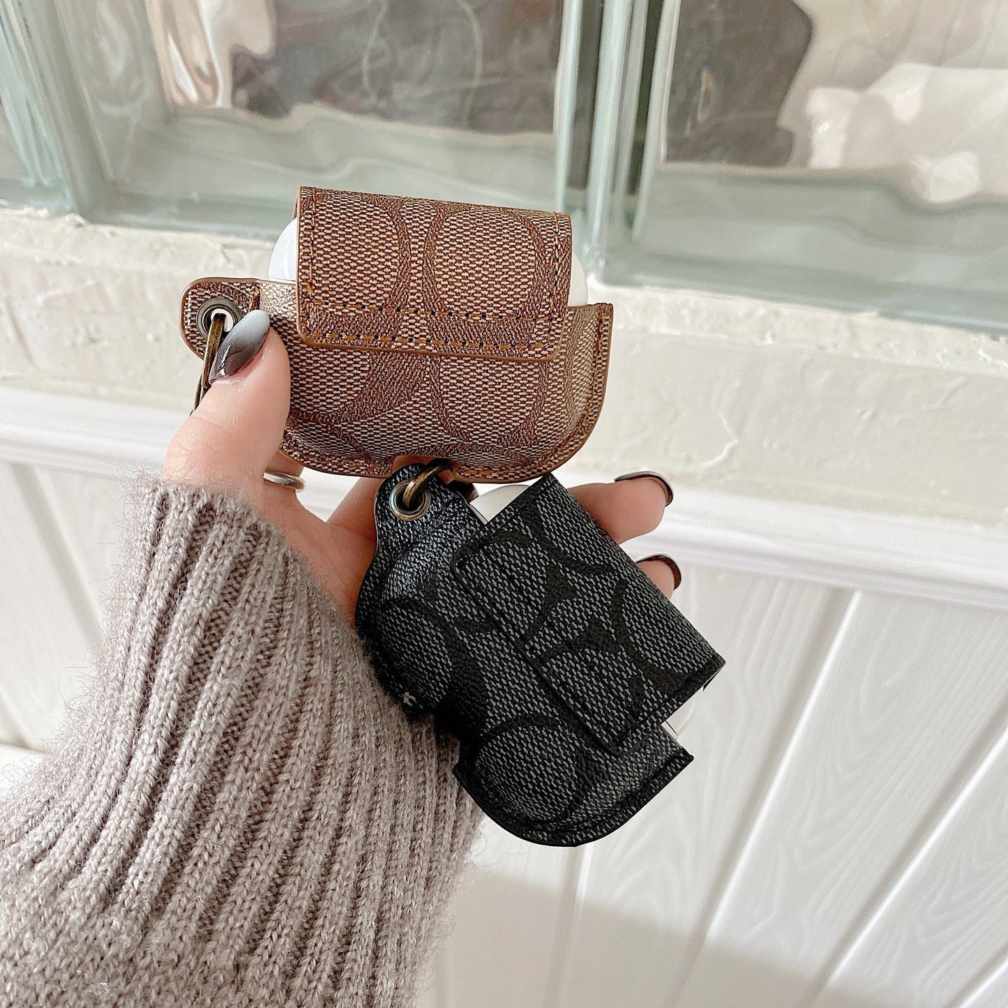 Leather Coach AirPods Case Brown-CC231215 mysite