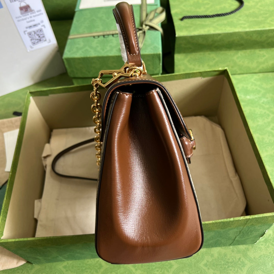 Gucci Horsebit 1955 Medium Ophidia and Brown Leather 29x20x13cm mysite