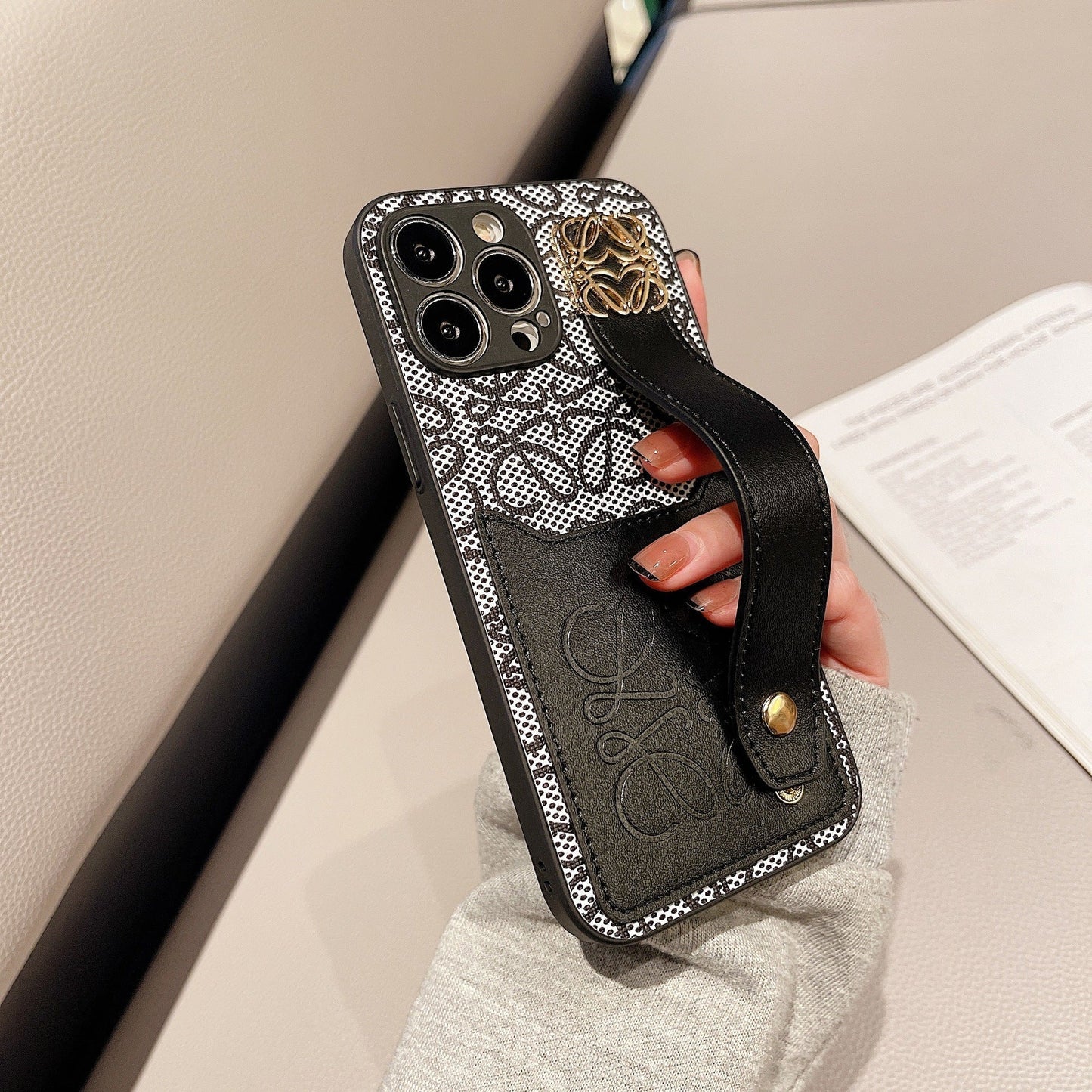 Leather Loewe iPhone Case Black-HDK231201 mysite