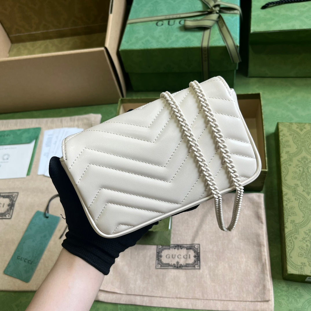 GUCCI GG Marmont Belt Bag In White 476433 Size 16.5x10x4.4 cm mysite