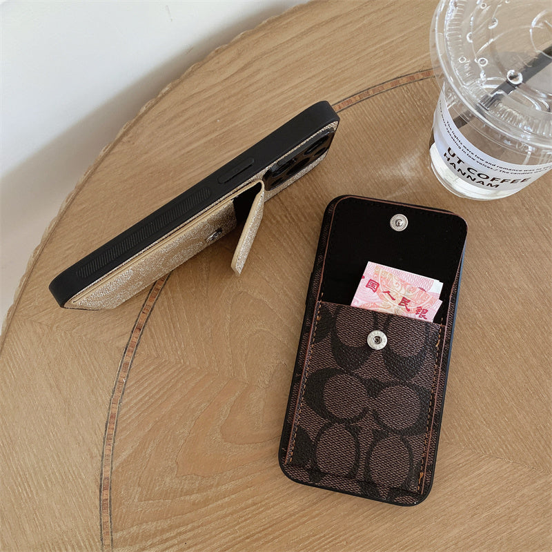 Coach iPhone Case With Wallet Dark Brown-HP240513 mysite