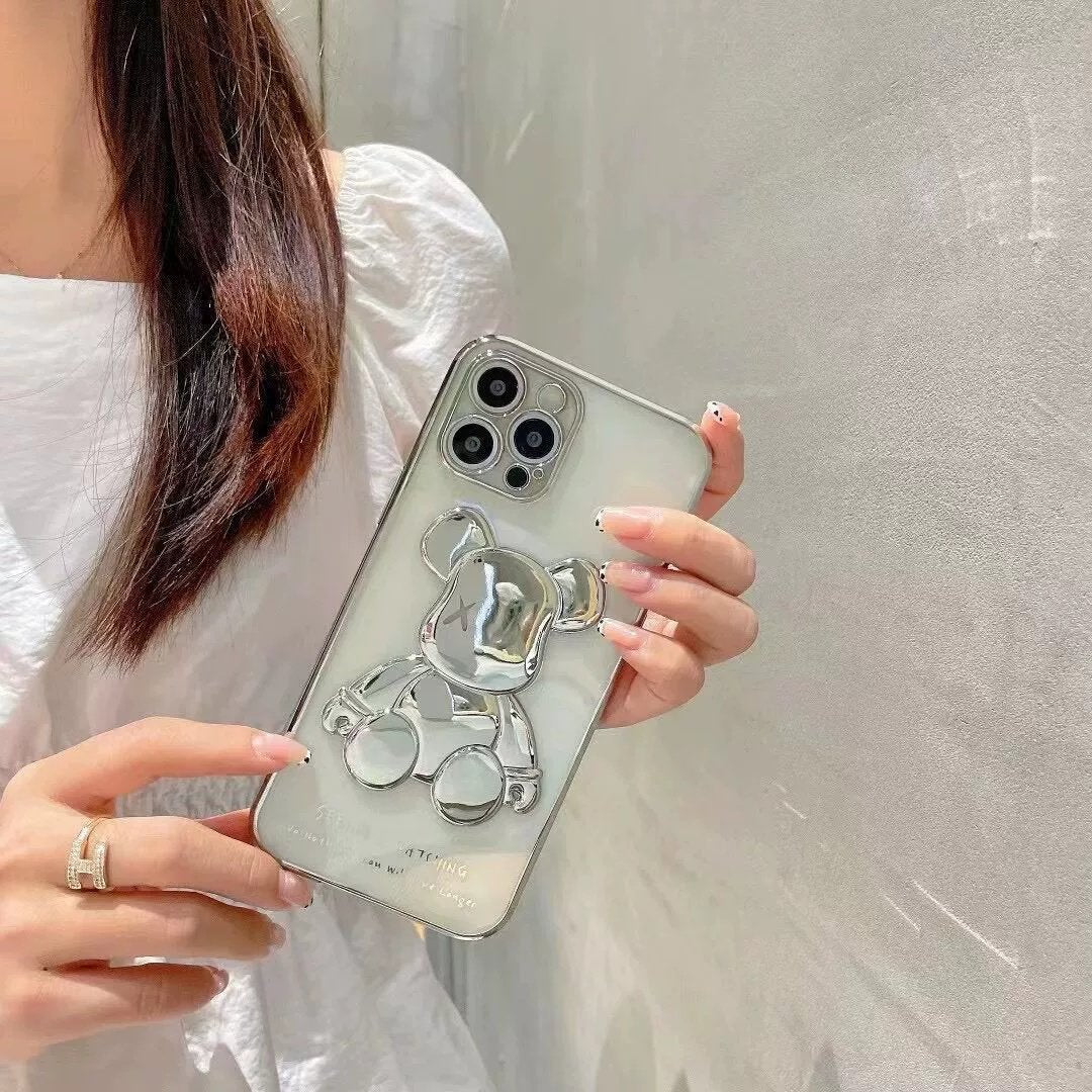 Silver Reflective Bear Transparent iPhone Case1 mysite