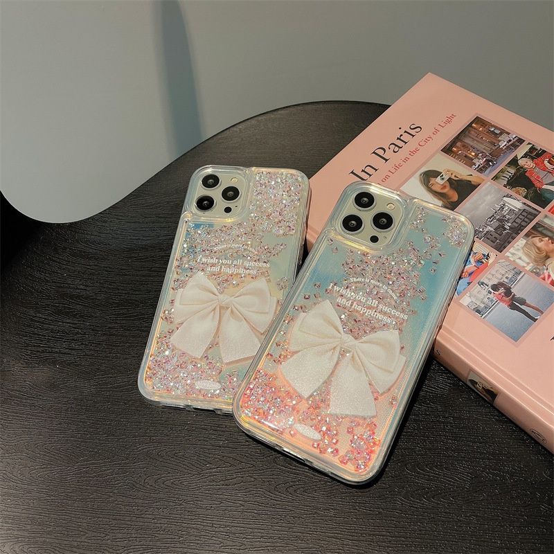 Quicksand Gradient Color Bow-knot With Wristband For iPhone Case mysite