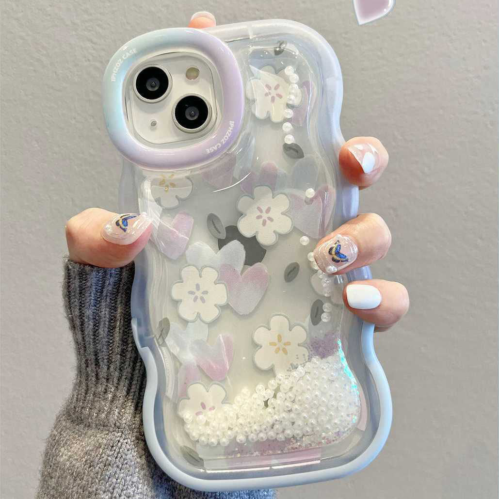 Quicksand Pearl Flower With Bracket For iPhone Case mysite