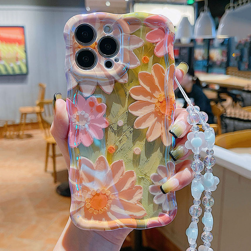 Oil Painting Daisy Flowers With Wristband For iPhone Case mysite