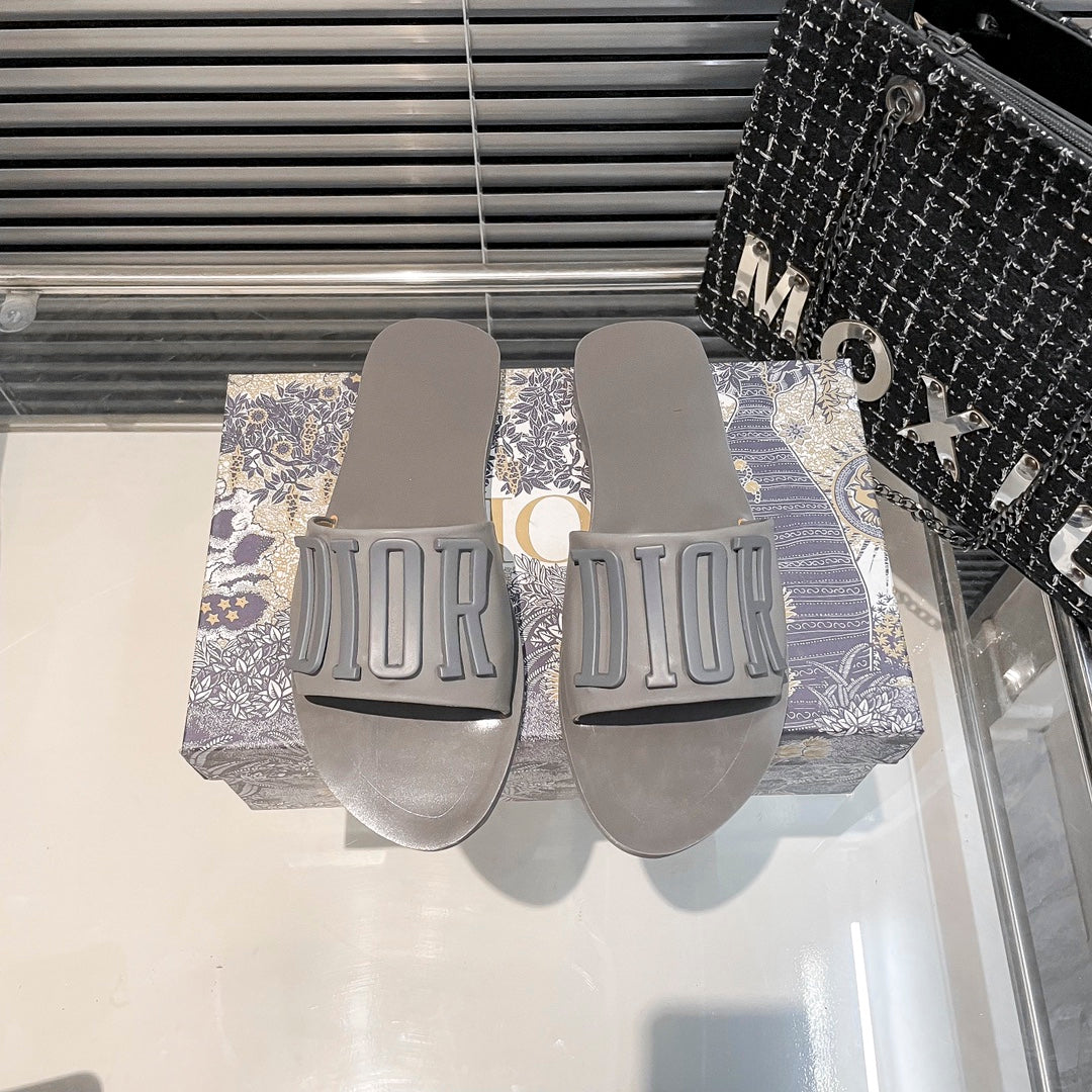 Metal Letters Solid Color Flat Slippers mysite