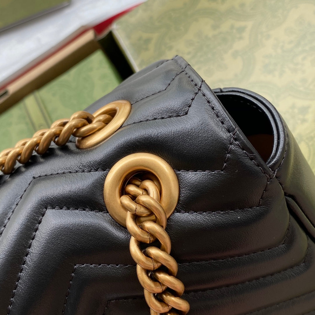 gg marmont 26cm black calfskin gold hardware mysite