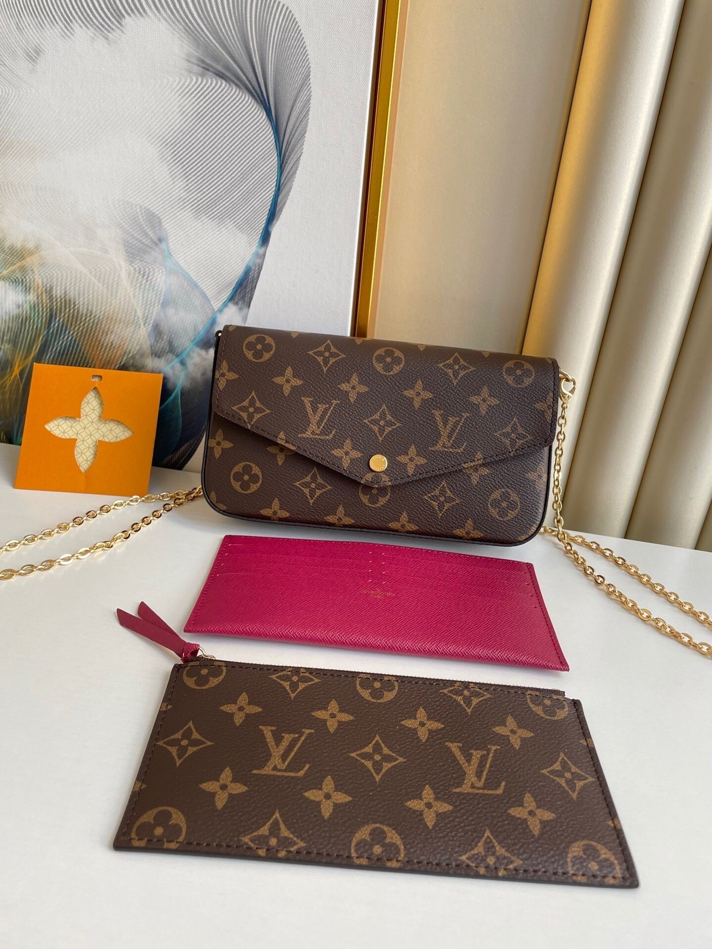 FÉLICIE POCHETTE 21 IN BROWN MONOGRAM CANVAS GOLD HARDWARE mysite