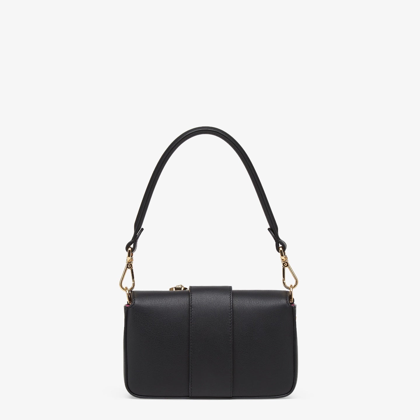 FENDI FENDACE BROOCH MINI 20 BAGUETTE BAG IN BLACK CALFSKIN mysite