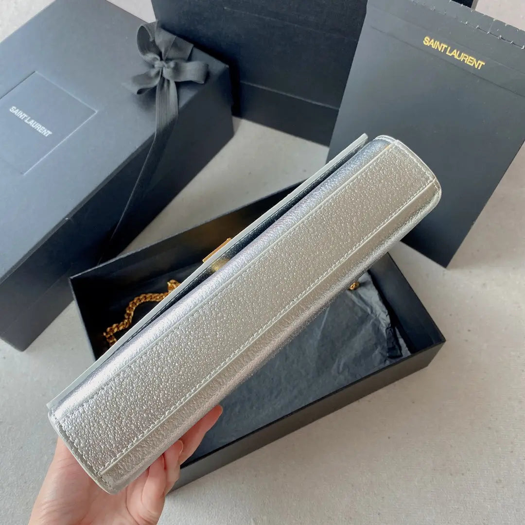 kate medium 24cm silver metalic calfskin gold hardware mysite