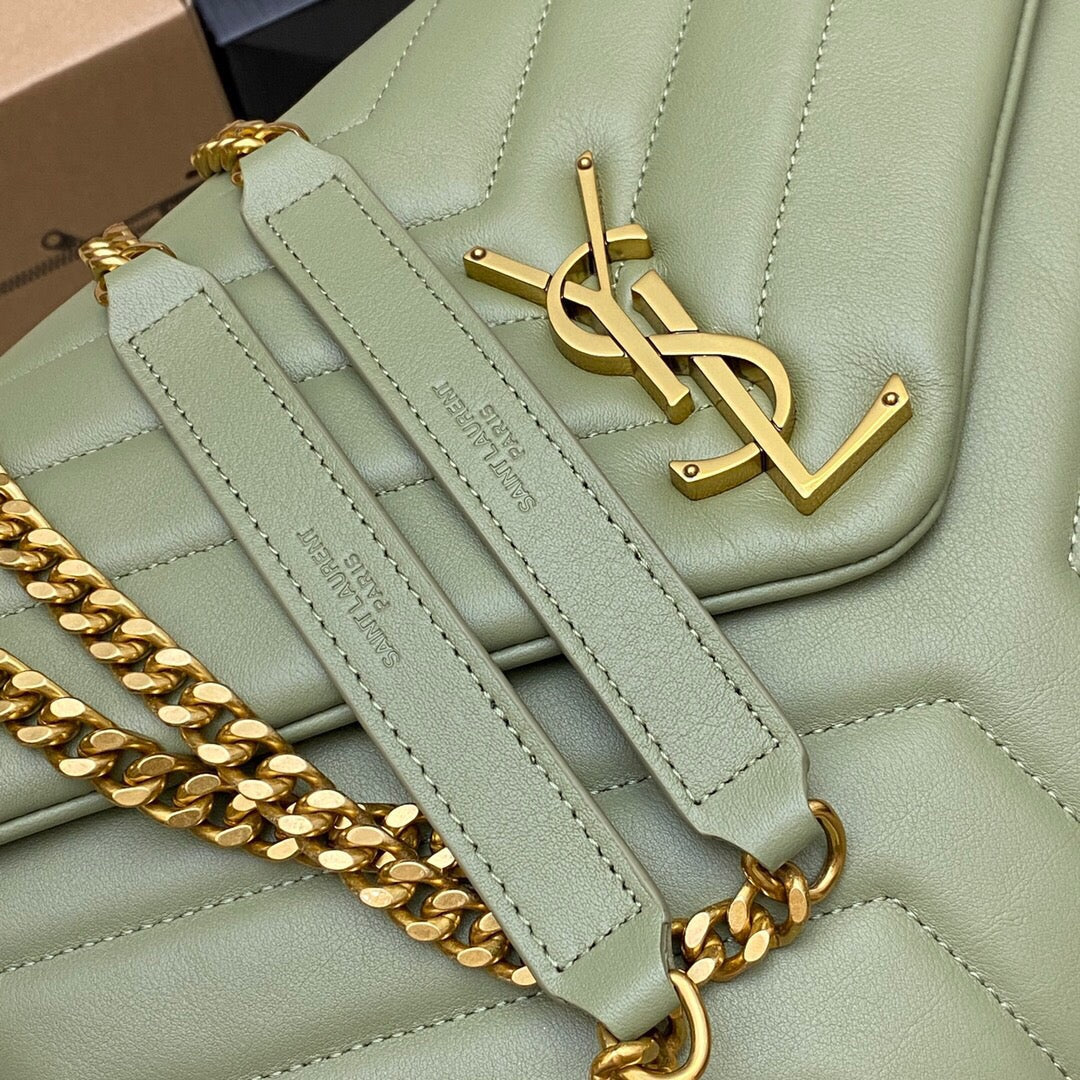 LOULOU MEDIUM 32 KHAKI GREEN QUILTED LEATHER GOLD HARDWARE mysite