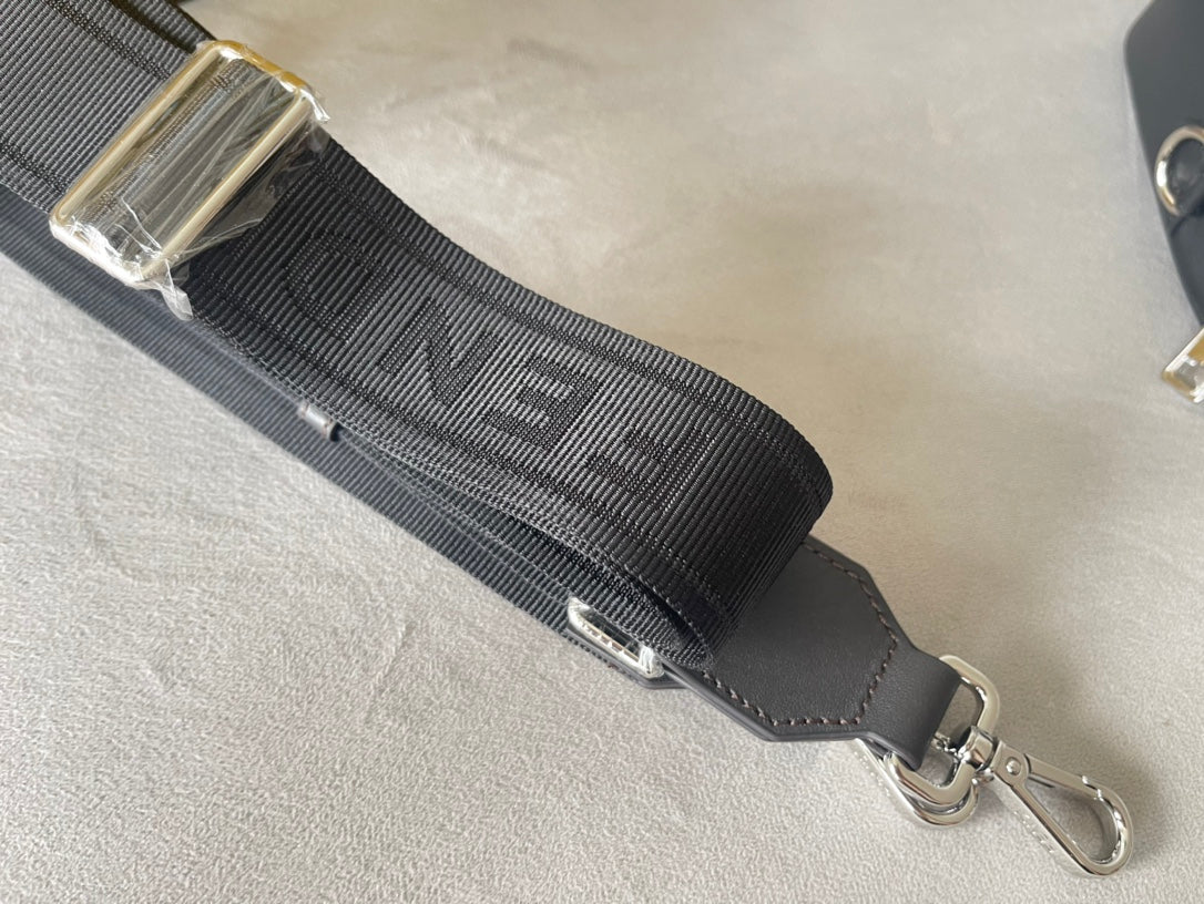 FENDI ROMA 22 CLUTCH BAG IN DARK GREY FF CALFSKIN SILVER HARDWARE WITH WHITE LOGO mysite