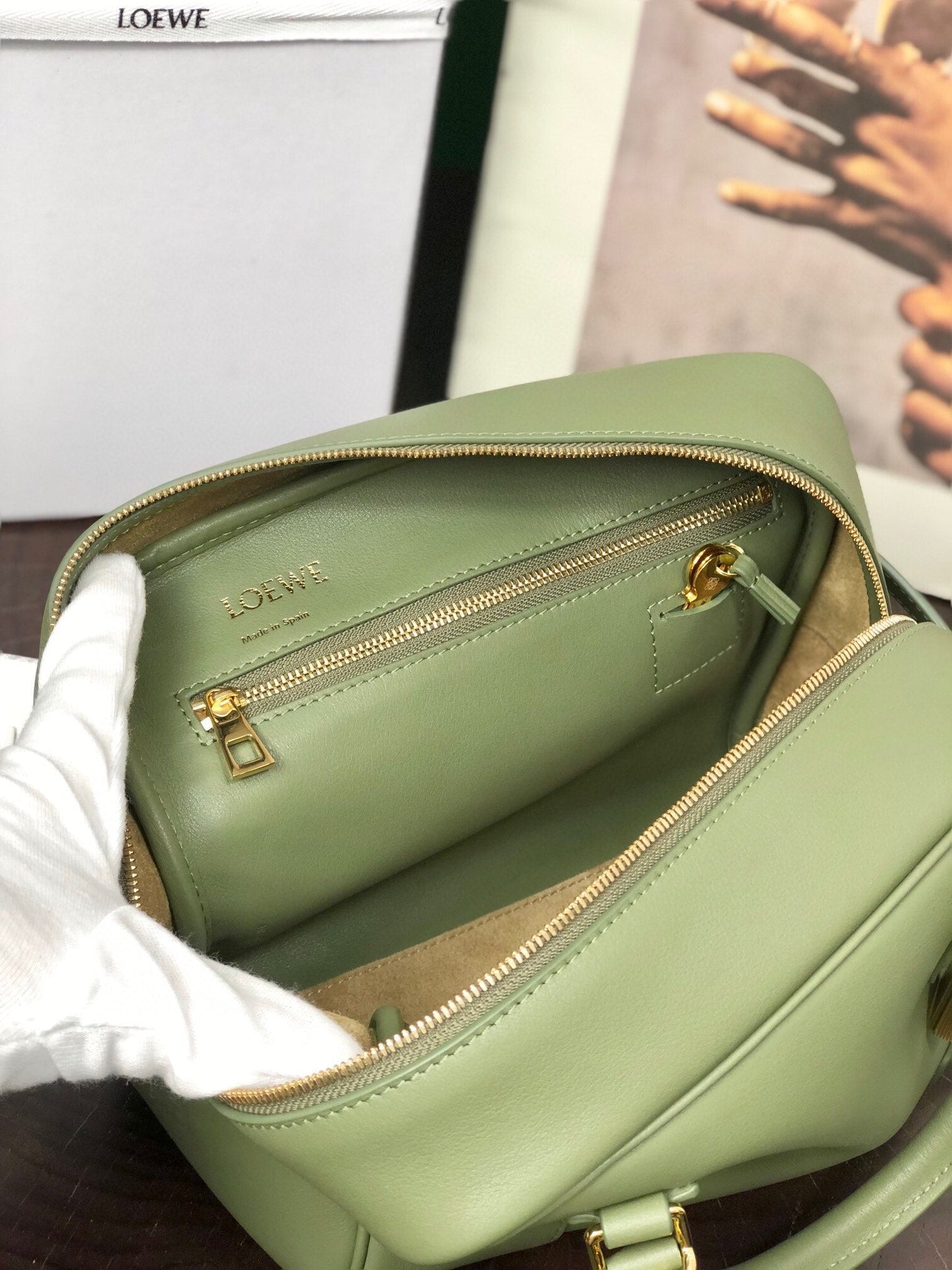 LOE AMAZONA 19 BAG IN AVOCADO GREEN NAPPA CALFSKIN mysite