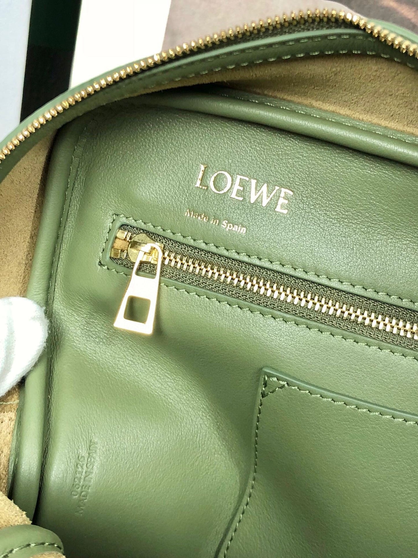 LOE AMAZONA 28 BAG IN OLIVE GREEN CALFSKIN AND BEIGE MONOGRAM FABRIC mysite