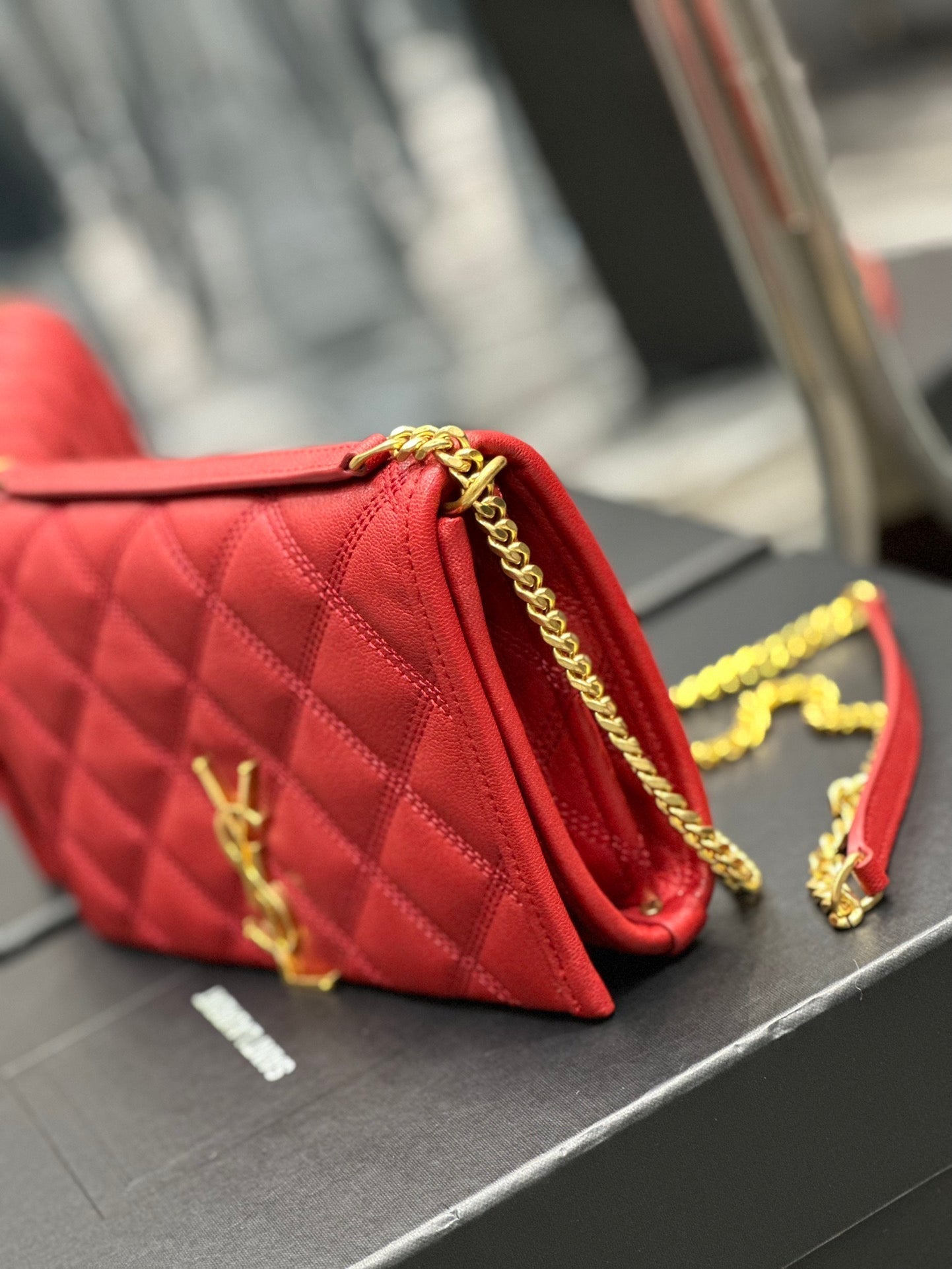 BECKY 22.5 QUILTED RED LAMBSKIN GOLD HARDWARE mysite