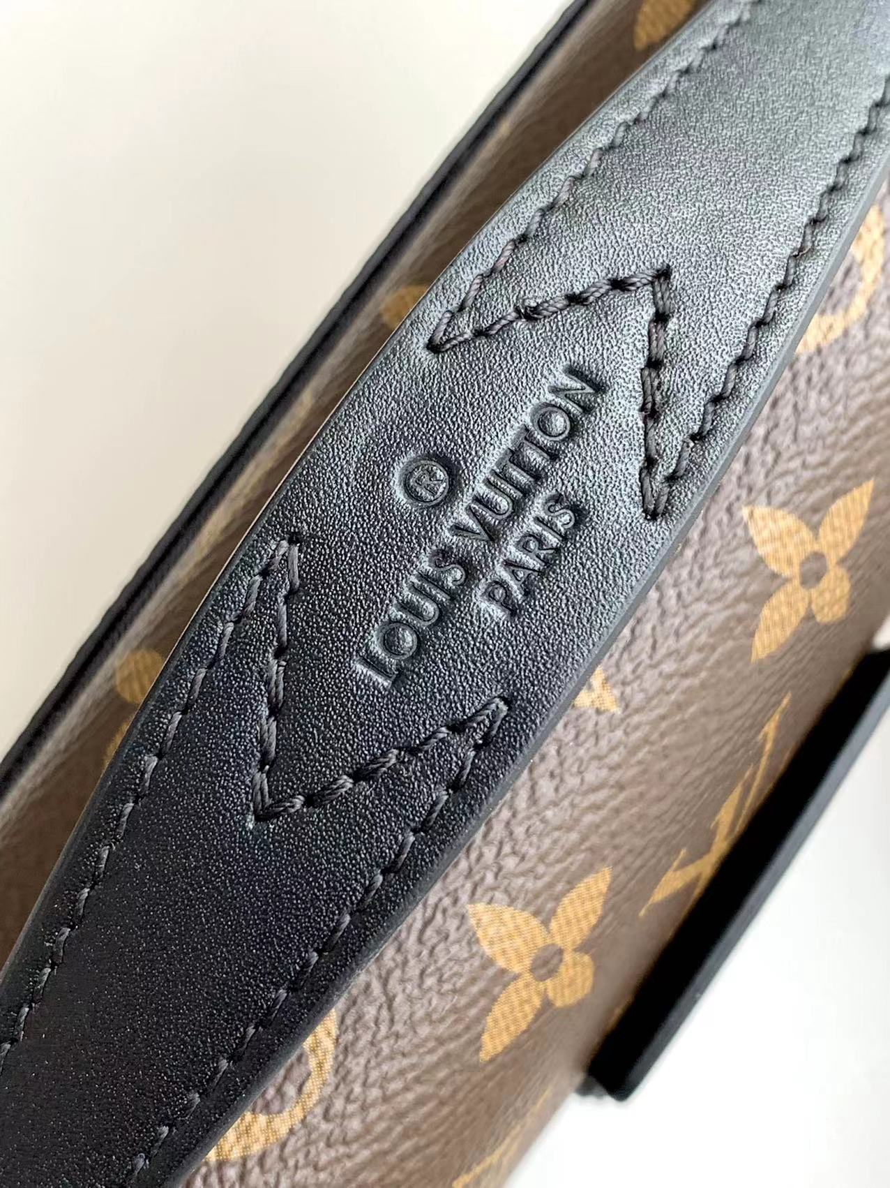 LV S Lock Sling Bag 21cm Brown Black Monogram Macassar Canvas mysite