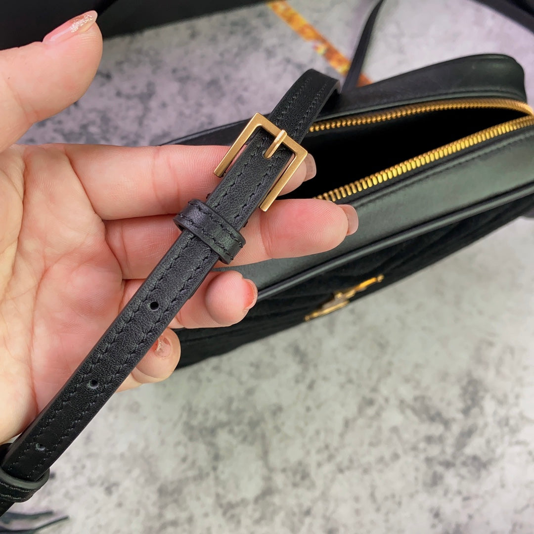 LOU CAMERA BAG 23 IN BLACK SUEDE AND CALFSKIN TRIM mysite