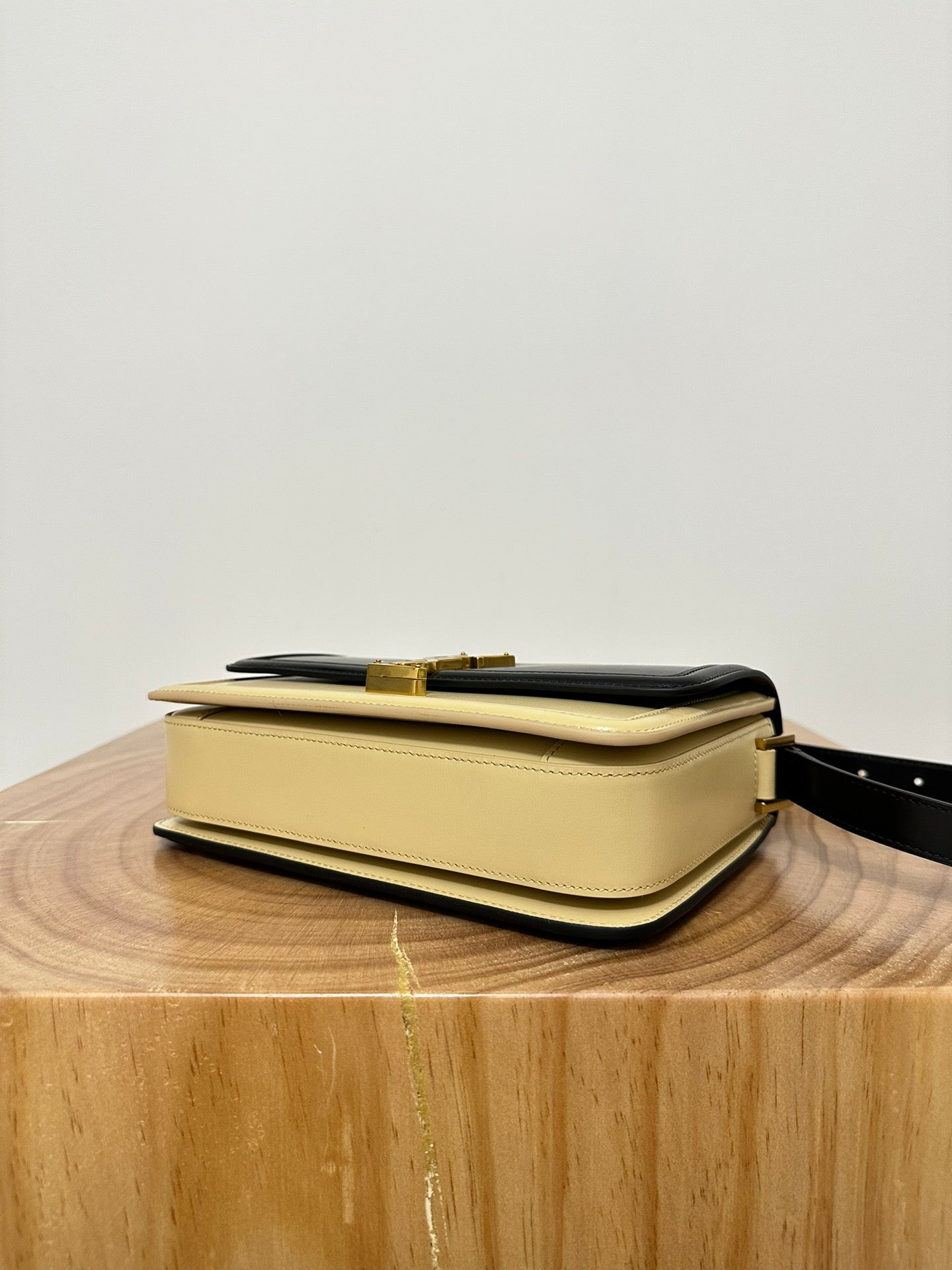 YSL Solferino Small Satchel Bag Black mix Beige Gold Calfskin 339470 mysite