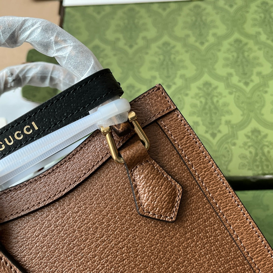 Gucci Diana Bamboo Mini Tote Bag Brown Lambskin 240107 mysite