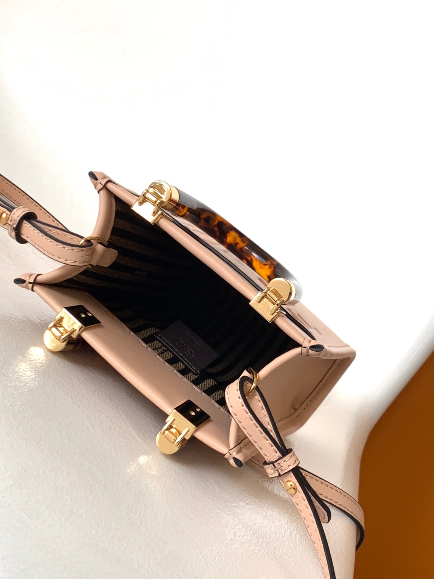 Fend Mini Sunshine Shopper Bag 18 Peach Leather mysite