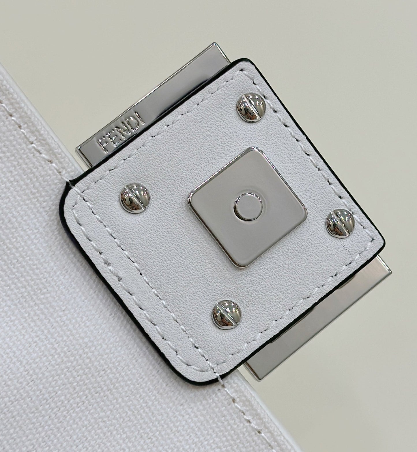 FENDI 19 BAGUETTE BAG IN BLACK MIX WHITE CANVAS WITH GOLD HARDWARE mysite