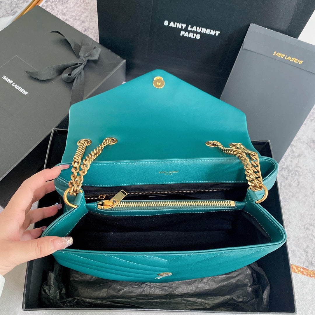 LOULOU MEDIUM 32 TURQUOISE GREEN QUILTED LEATHER GOLD HARDWARE mysite