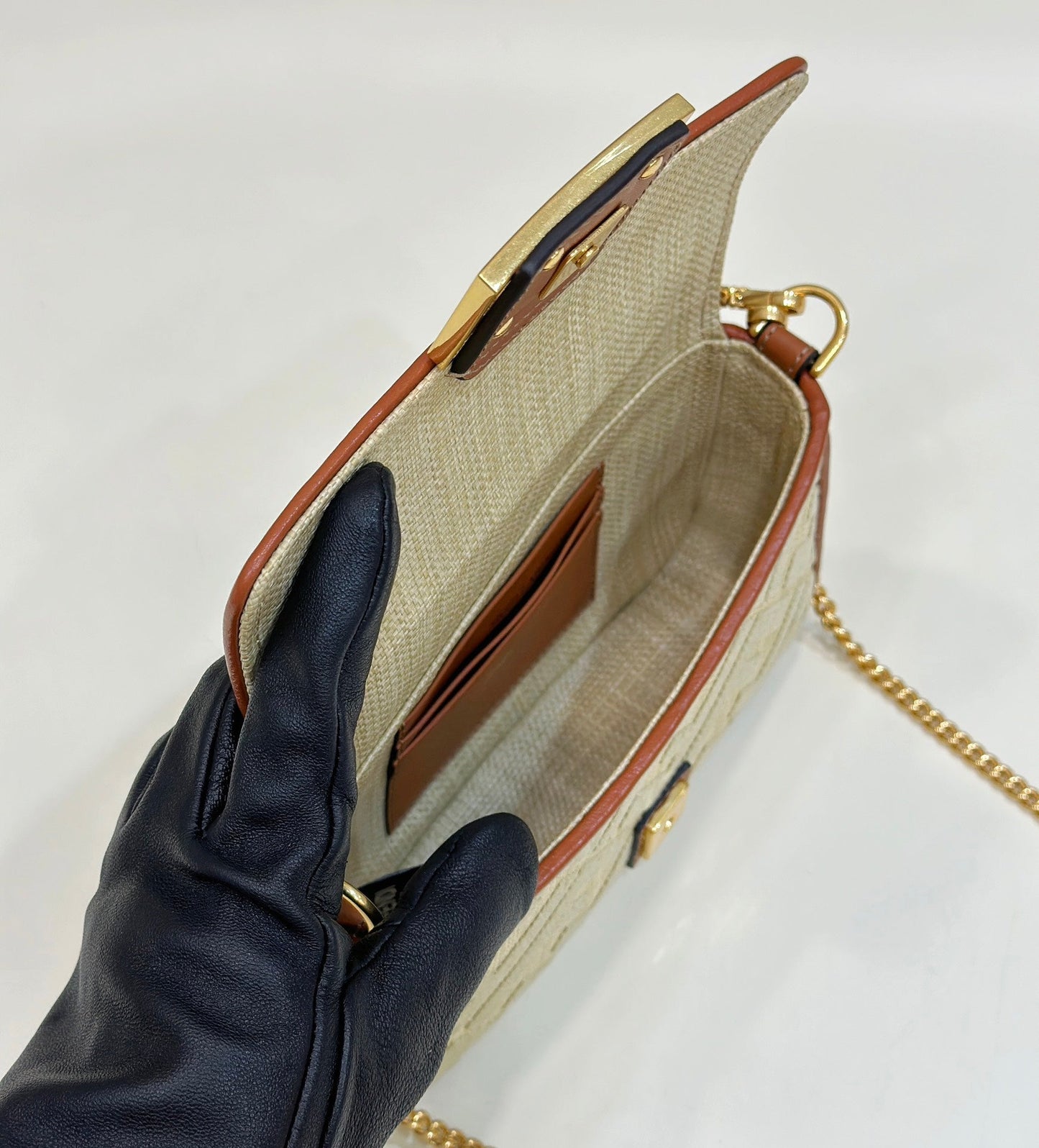 FENDI 19 BAGUETTE BAG IN FLAX YELLOW CANVAS WITH GOLD HARDWARE mysite