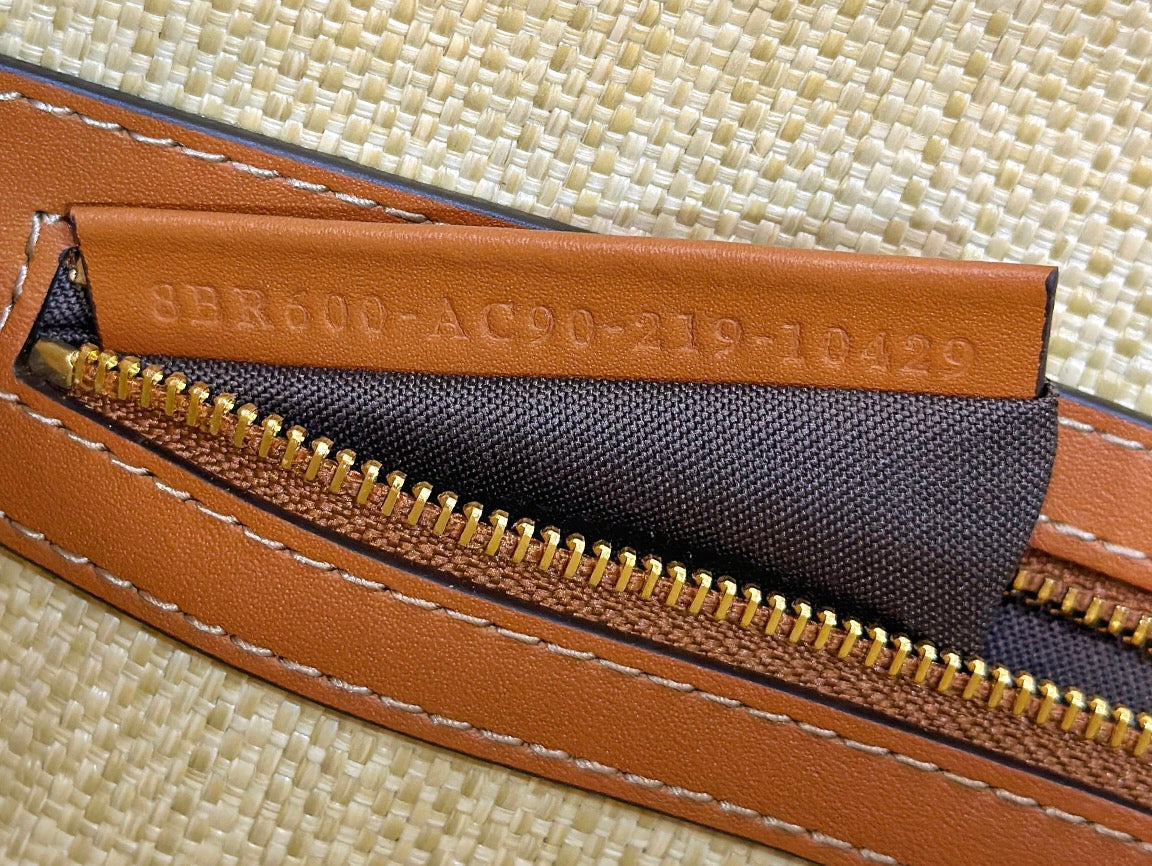 Fend Baguette Tan Beige Canvas Bag 27 with FF Embroidery Ghw mysite