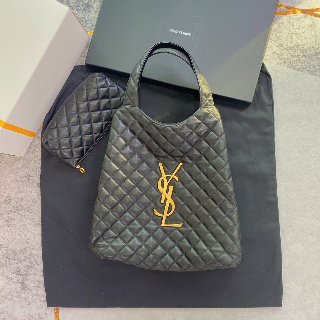 ICARE MAXI 58 SHOPPING BAG BLACK QUILTED LAMBSKIN mysite