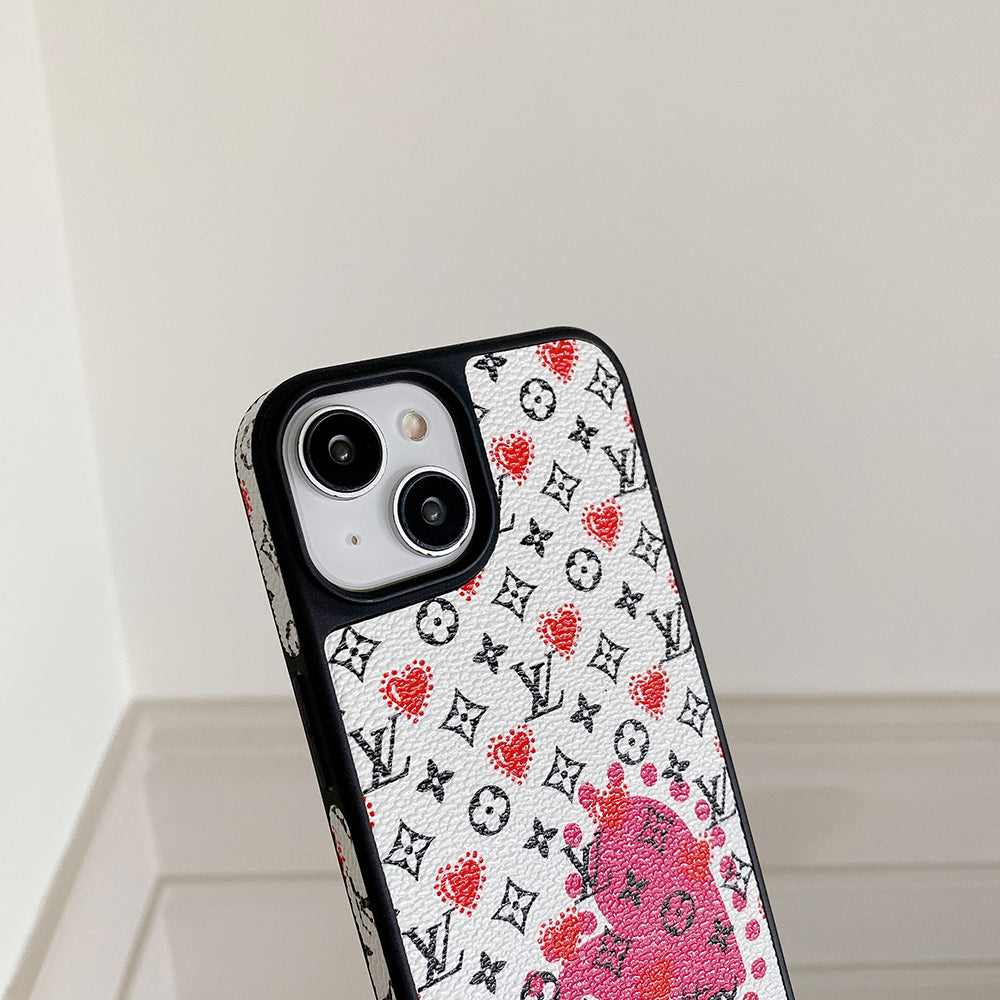 Lou Balloon & Heart Leather iPhone Case mysite