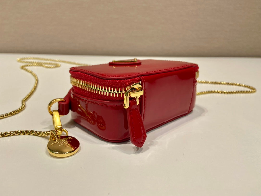 MINI HAND BAG 11 WITH GOLD STRAP IN RED PATENT CALFSKIN mysite