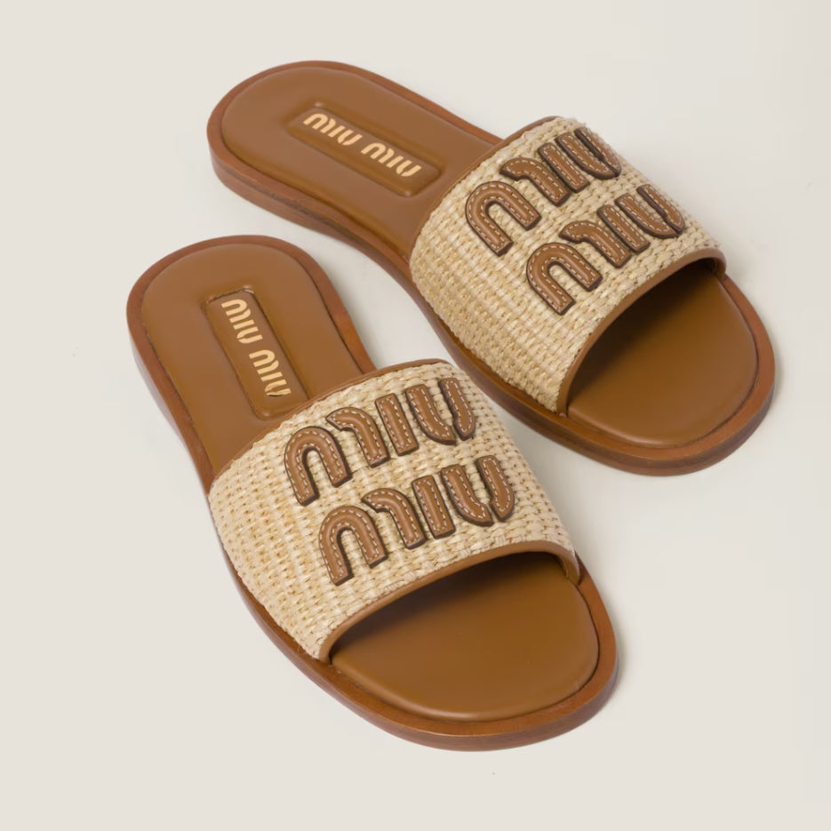 Raffia Textured Fabric Flat Shoes mysite
