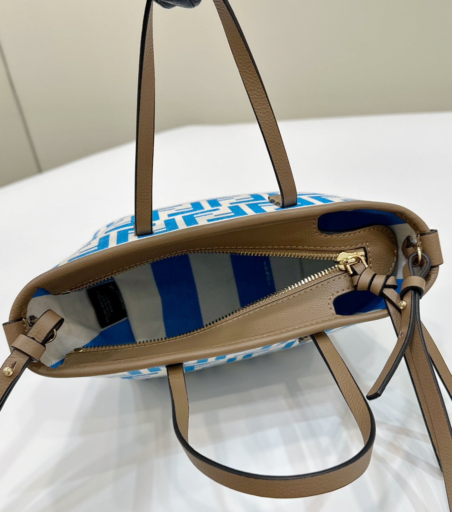 MINI ROLL BAG 15 OCEAN BLUE MIX WHITE FF JACQUARD FABRIC mysite