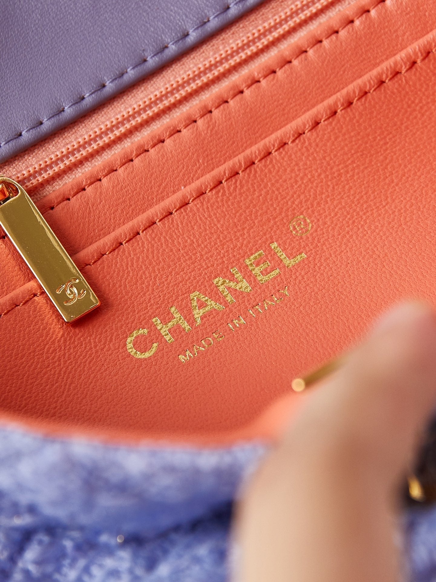 24p small flap bag 20cm purple blue tweed gold hardware mysite