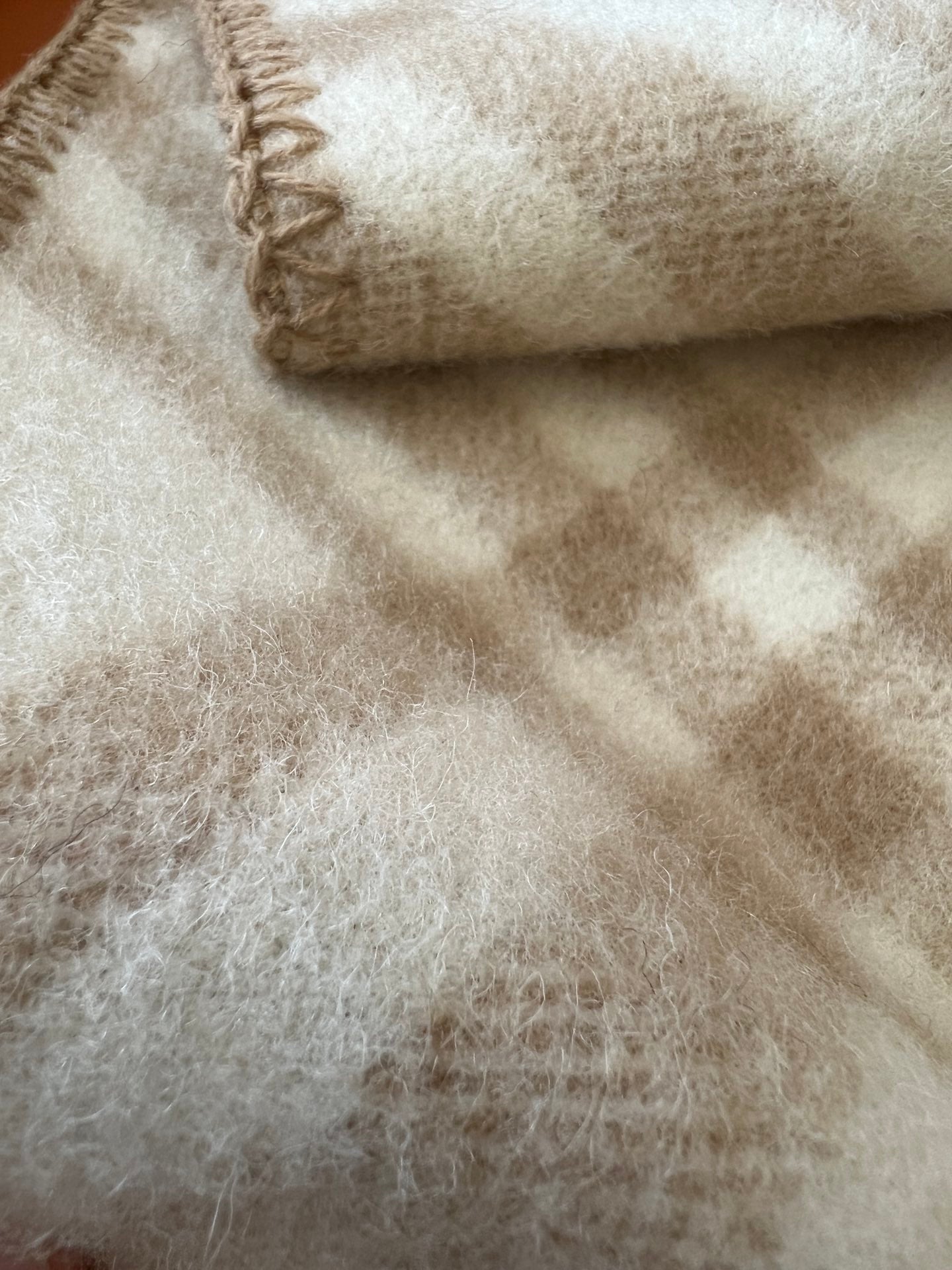 CHECK WOOL 182 CM SCARF CAMEL BROWN 405051 mysite