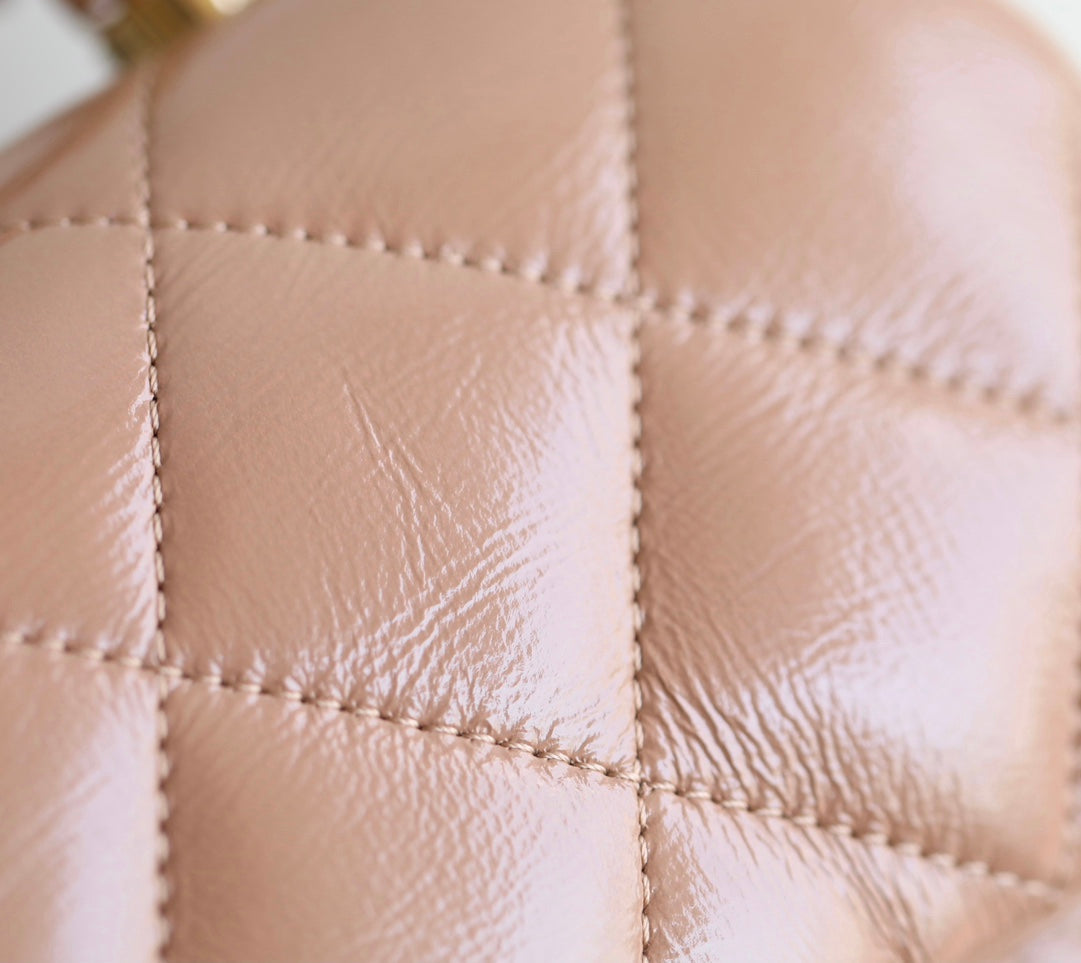 24b mini flap bag 19cm top handle beige lambskin mysite