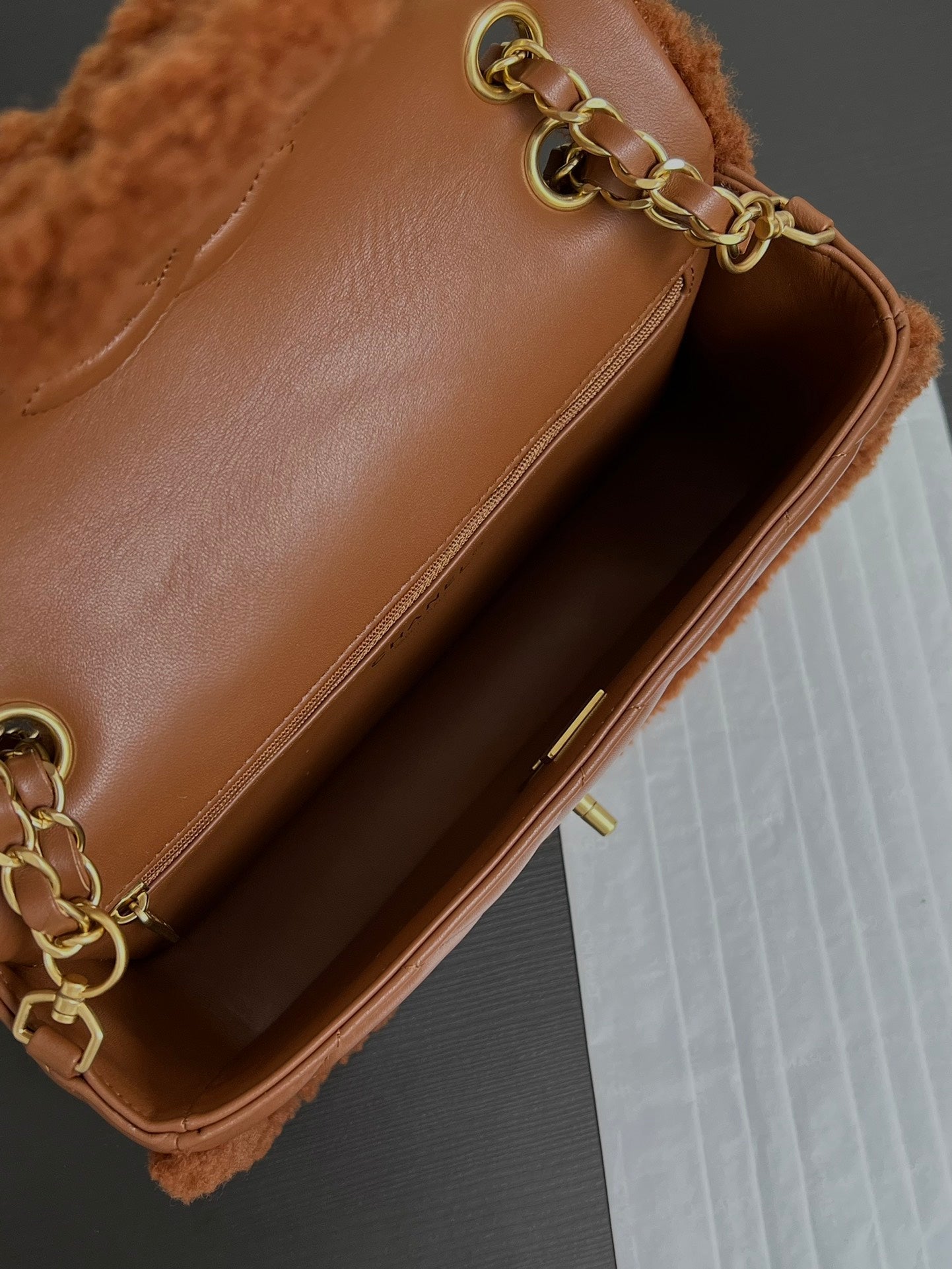 Flap Bag Small 23cm Brown Sherling Lambskin Gold Hardware mysite