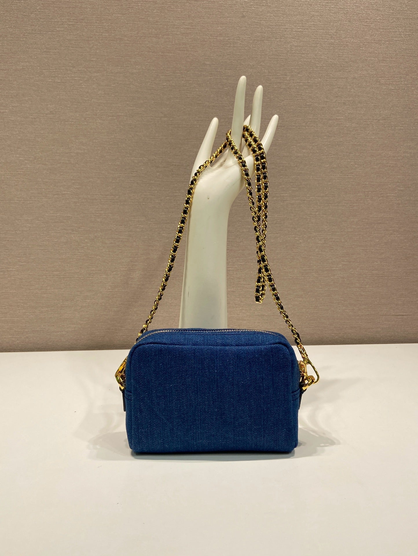 MINI BAG 14 IN AZURE BLUE DENIM GOLD HARDWARE mysite