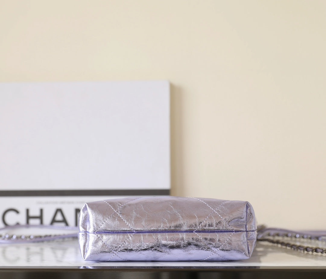 25C Hobo 22 Bag 19cm Violet Metalic Lambskin mysite