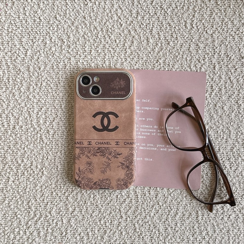 CC White & Brown Color Leather iPhone Case mysite