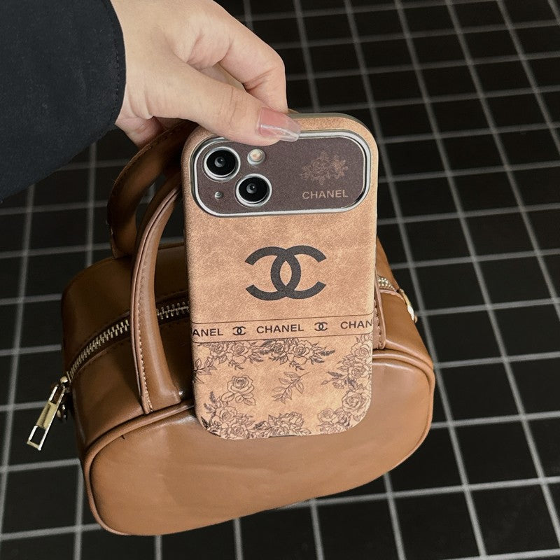 CC White & Brown Color Leather iPhone Case mysite