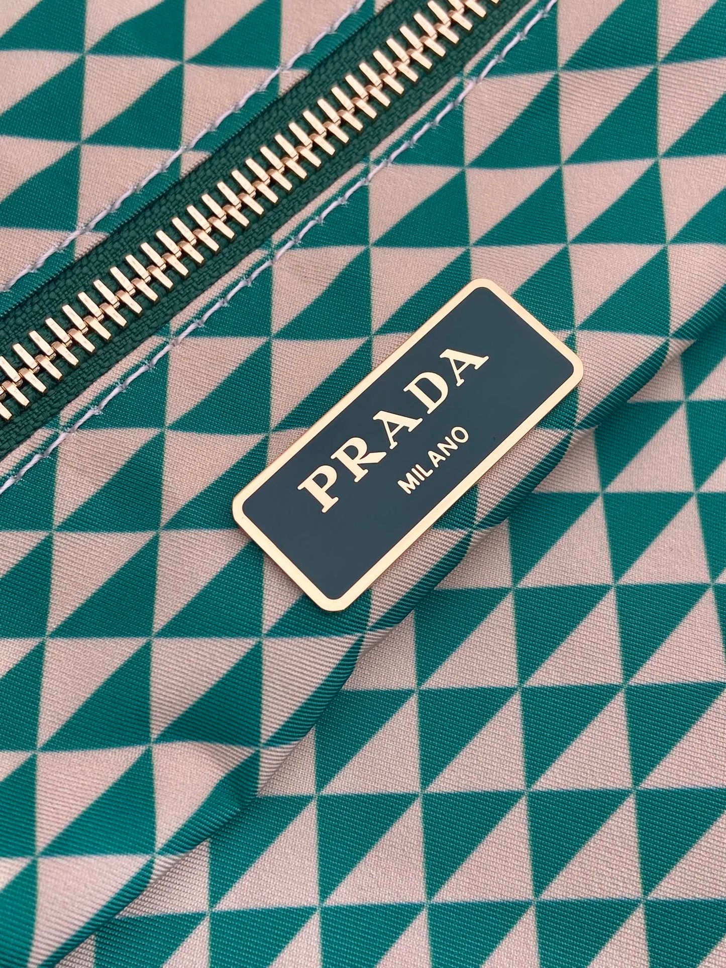 TOTE BAG 33 IN FOREST GREEN MIX CREAM TRIANGLE PATTERN EMBROIDERED FABRIC mysite