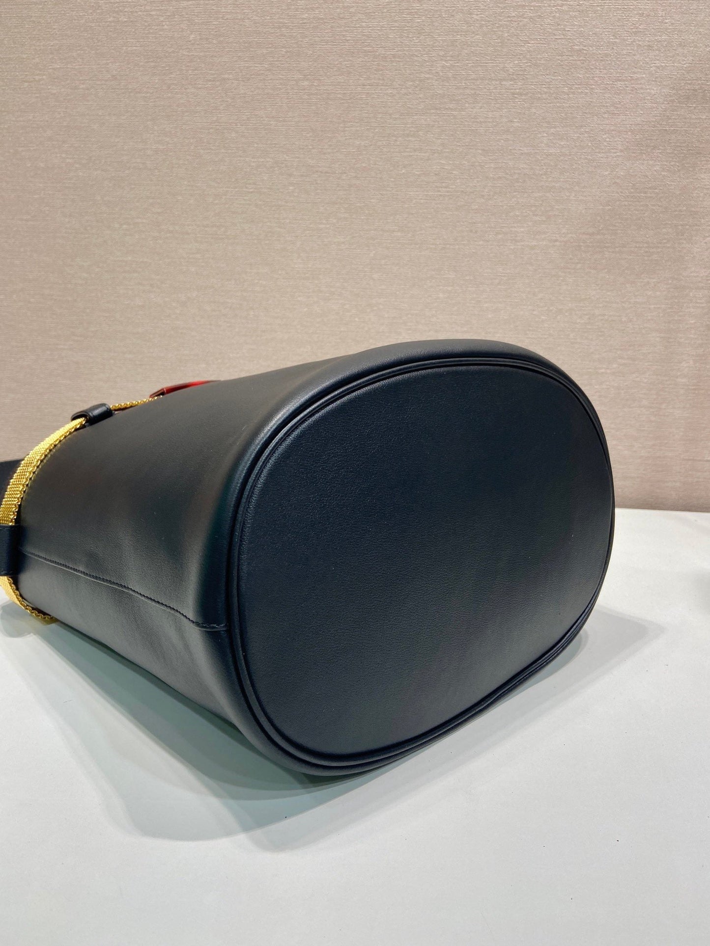 PRA bucket bag iron chain belt black leather 341179 mysite