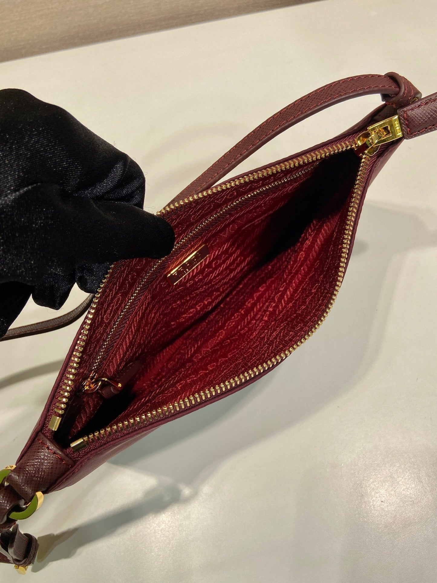 PRA vintage long shoulder bag burgundy nylon fabric mysite