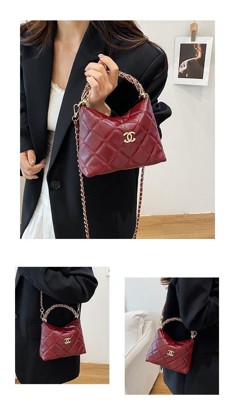 Quilted Chain Cloud Bag - Adjustable Strap Textured Crossbody-1 mysite