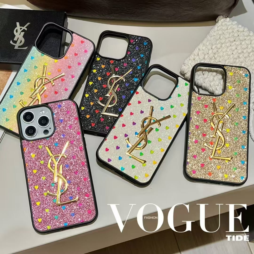 YSL Electroplated Monogram Label Shiny Apple iPhone Cases mysite