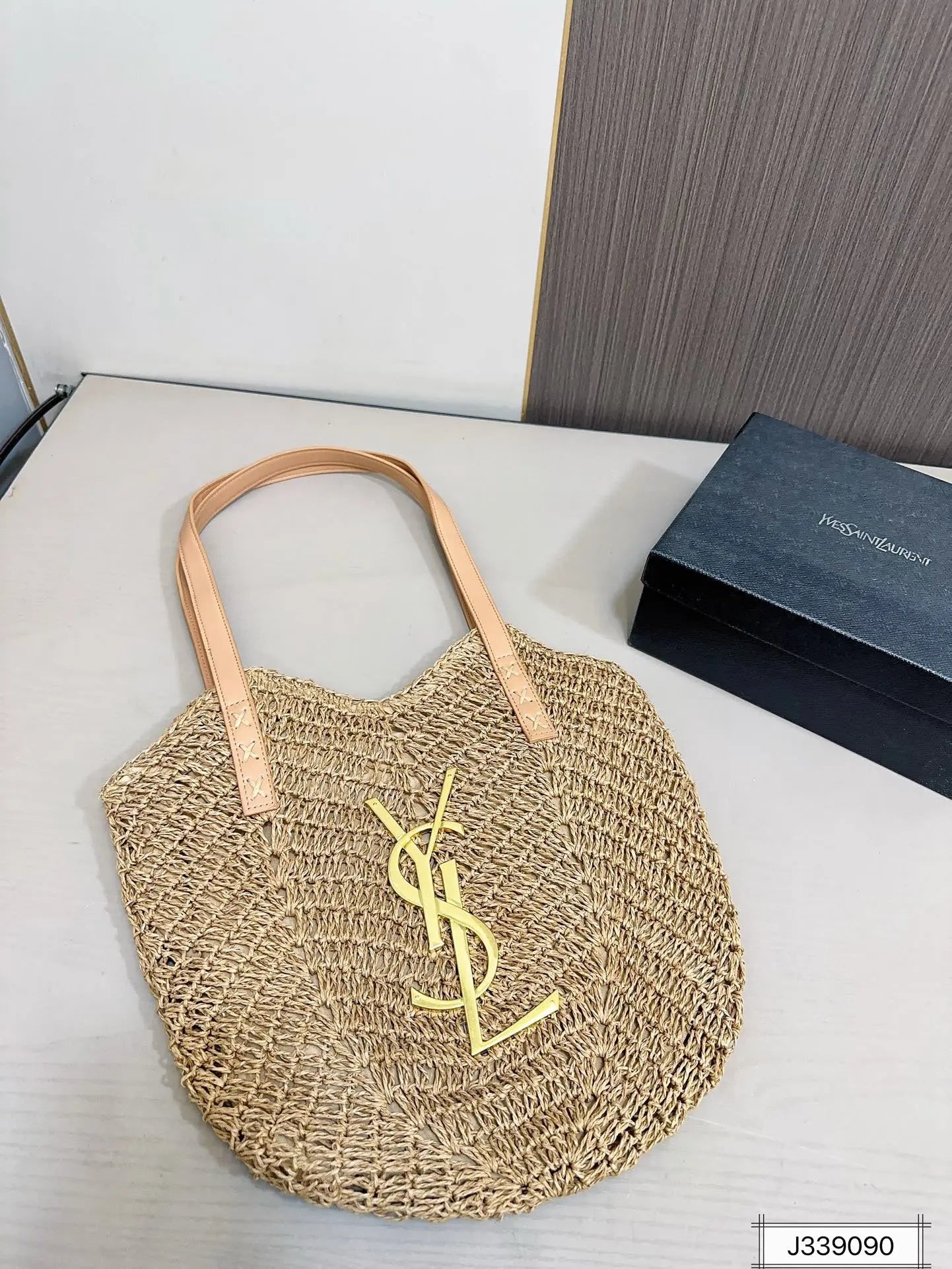 YSL SAINT LAURENT Vacation Casual Raffia Woven Tote Bag 35x32cm mysite